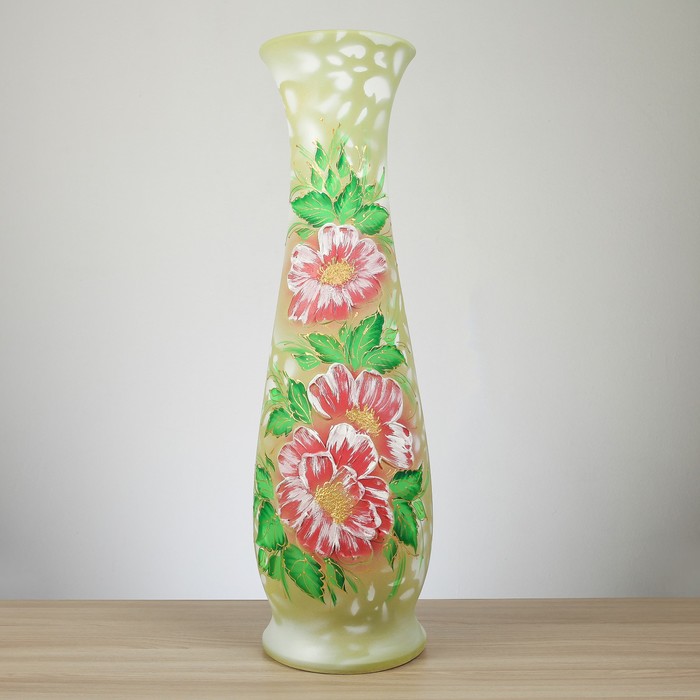 Ваза напольная "Глория" акрил, цветы, зелёная