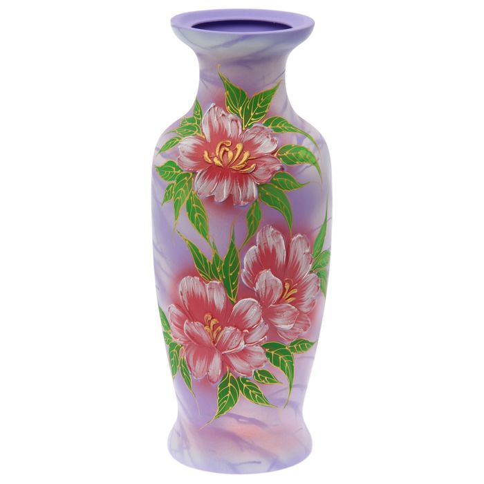 Ваза "Белла" ангоб, цветы, фиолетовая