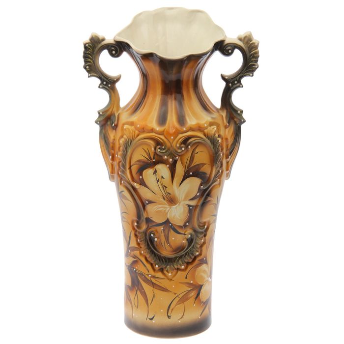 Ваза напольная "Весна" жемчуг, роспись, цветы