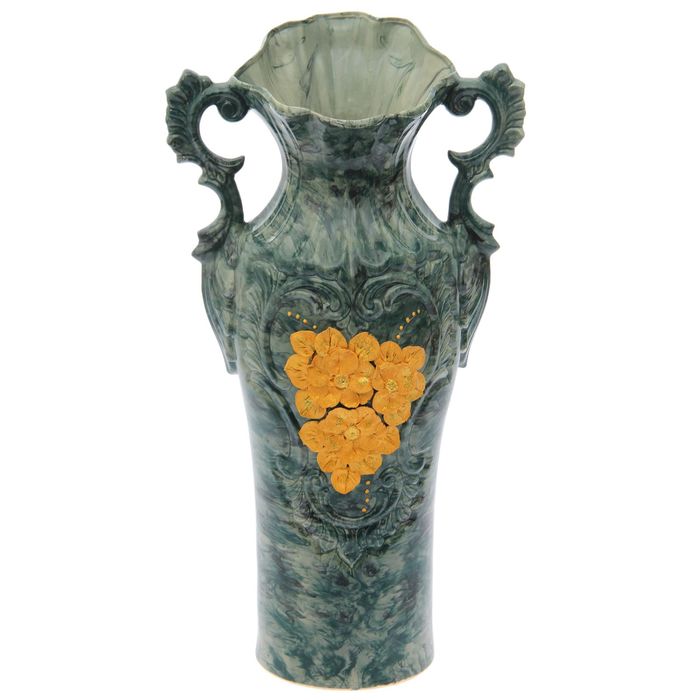 Ваза напольная "Весна" зелёный малахит, лепка