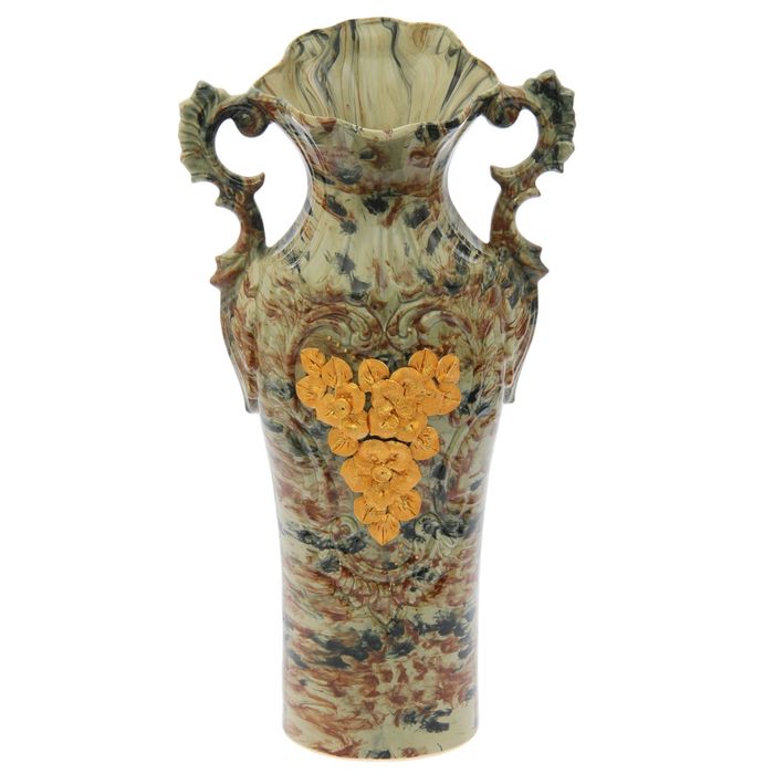 Ваза напольная "Весна" коричневый малахит, лепка