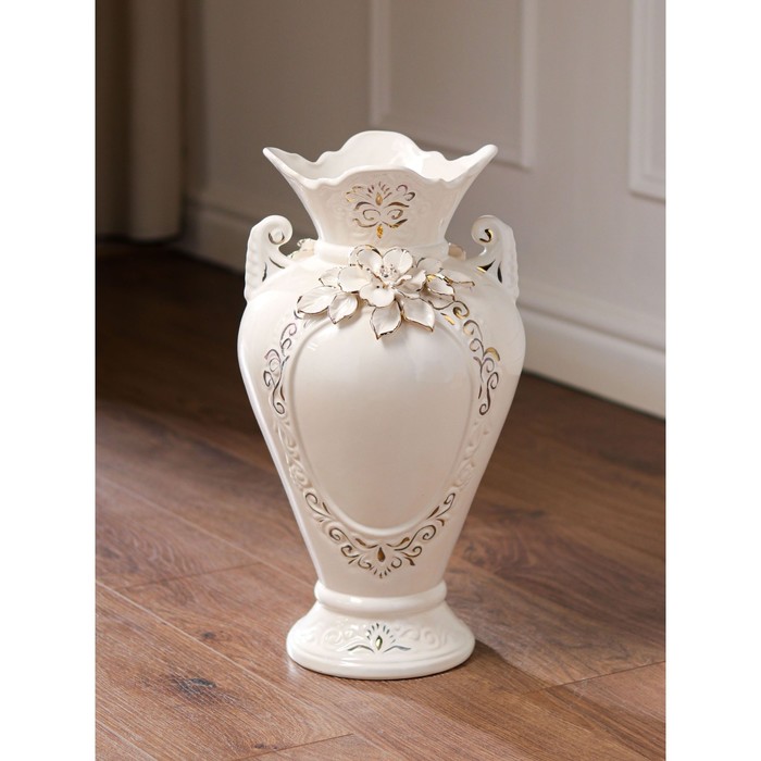 Ваза напольная "Кристи" белая, лепка