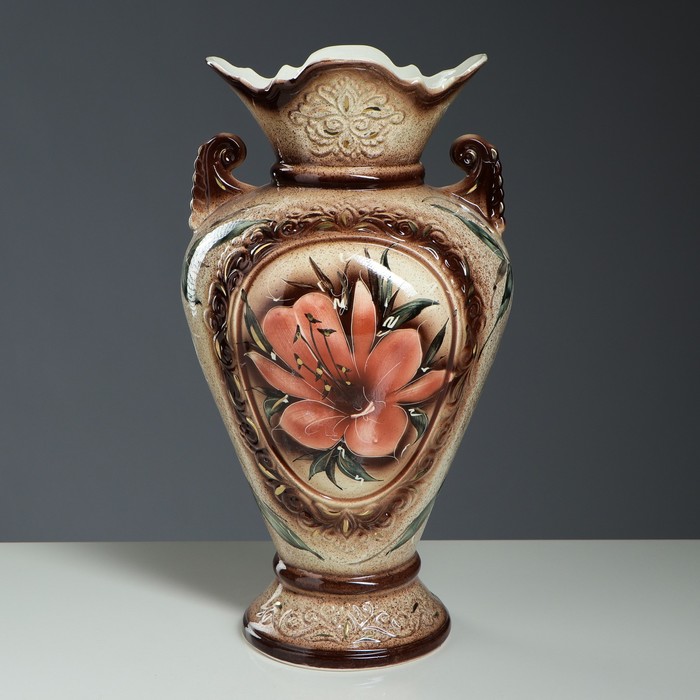 Ваза напольная "Кристи" крапле, коричневая