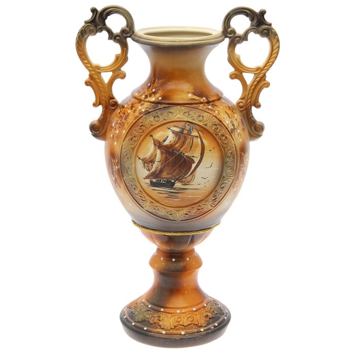 Ваза напольная "Мономах" жемчуг, роспись, корабль