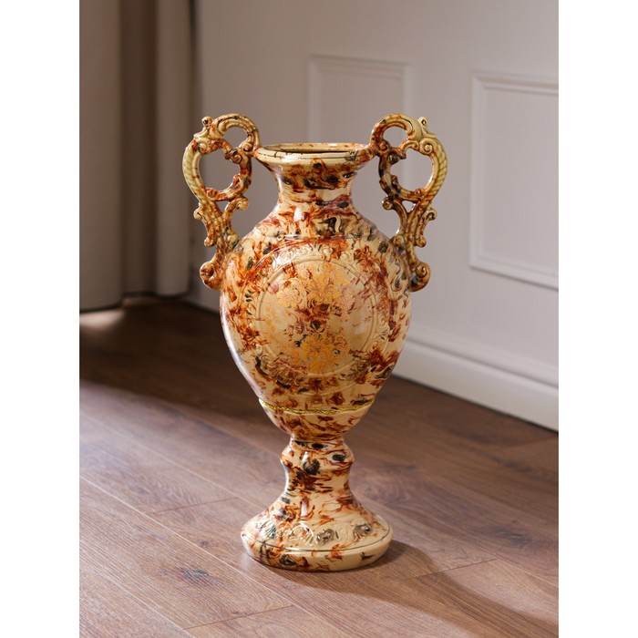 Ваза напольная "Мономах" коричневый малахит