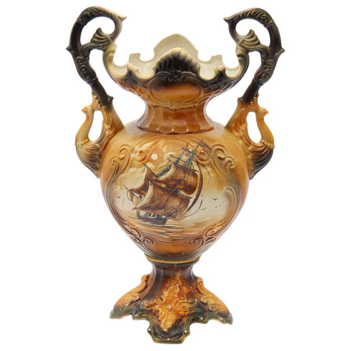 Ваза напольная "Паоло" жемчуг, роспись, корабль