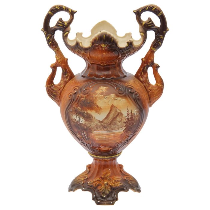 Ваза напольная "Паоло" жемчуг, роспись, пейзаж