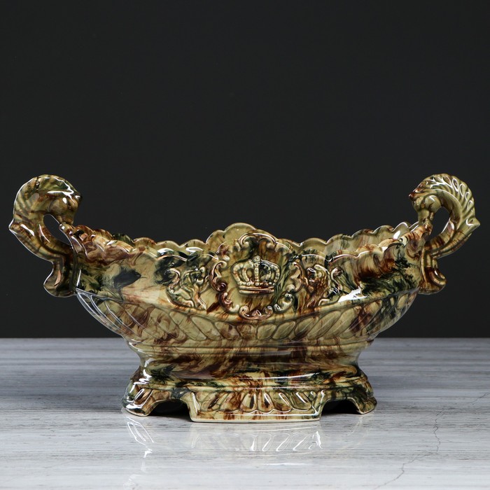 Конфетница "Ладья" малая малахит коричневый