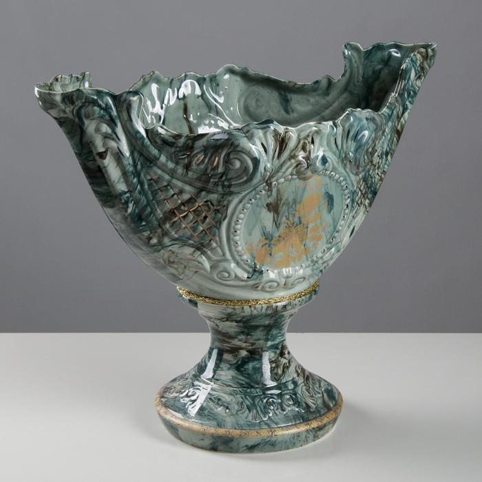 Конфетница "Ладья" большая, малахит