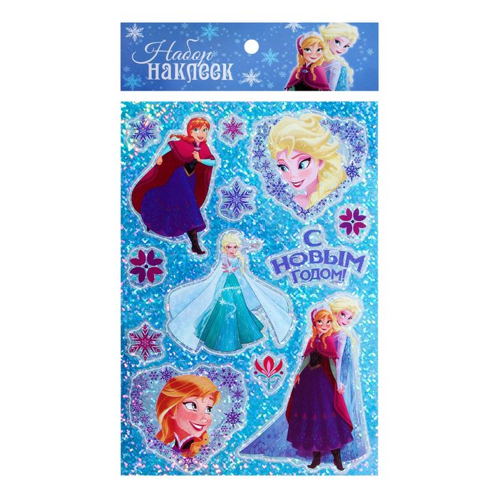 Наклейки детские голография "С Новым годом!": Холодное сердце, 11 х 15 см