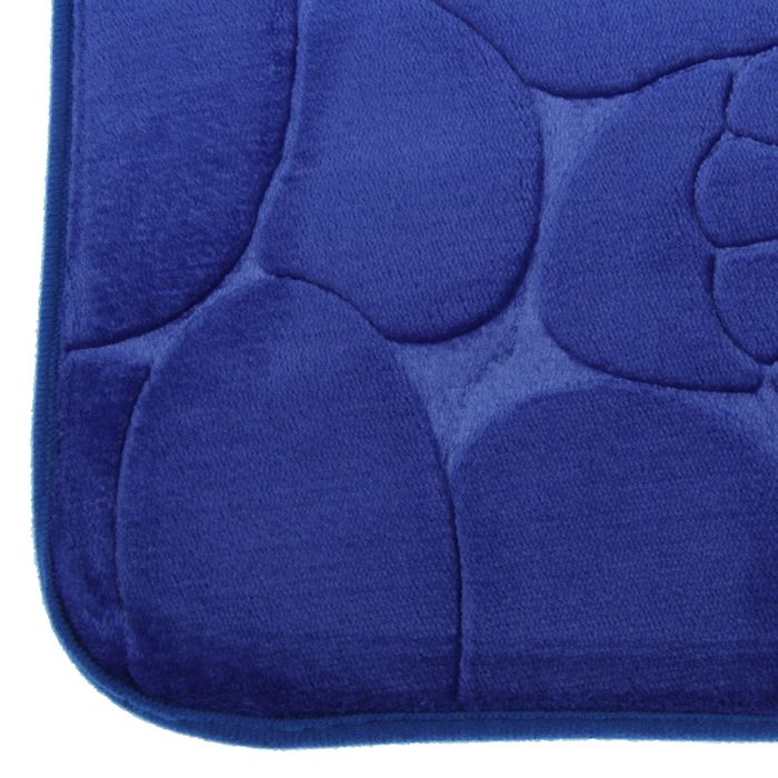 Набор ковриков для ванной и туалета 2 шт "Галька, ракушки", цвет синий