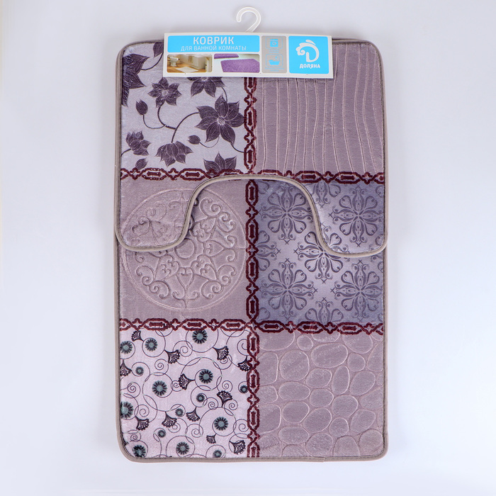 Набор ковриков для ванной и туалета "Коллаж" 2 шт, цвет серый