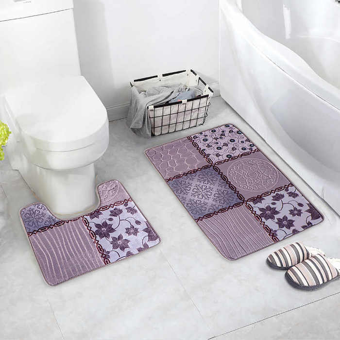 Набор ковриков для ванной и туалета "Коллаж" 2 шт, цвет серый