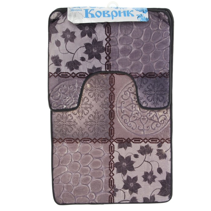 Набор ковриков для ванной и туалета "Коллаж" 2 шт, цвет серый