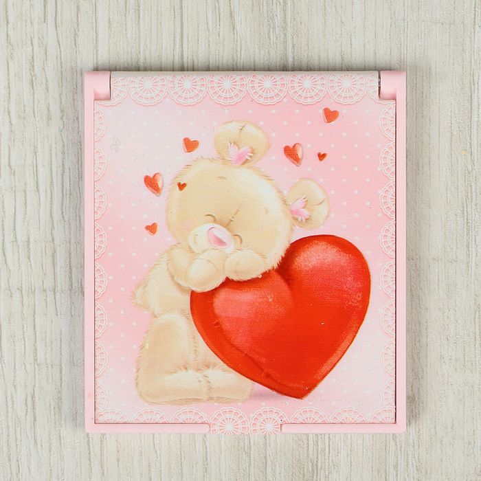 Зеркало компактное, прямоугольное, без увеличения, разноцветное