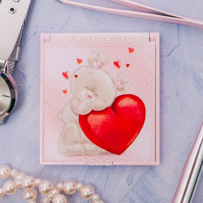 Зеркало компактное, прямоугольное, без увеличения, разноцветное