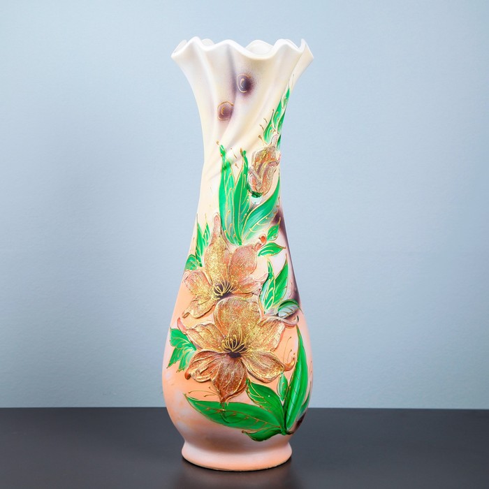 Ваза напольная "Вьюнок" акрил, цветы, розовая