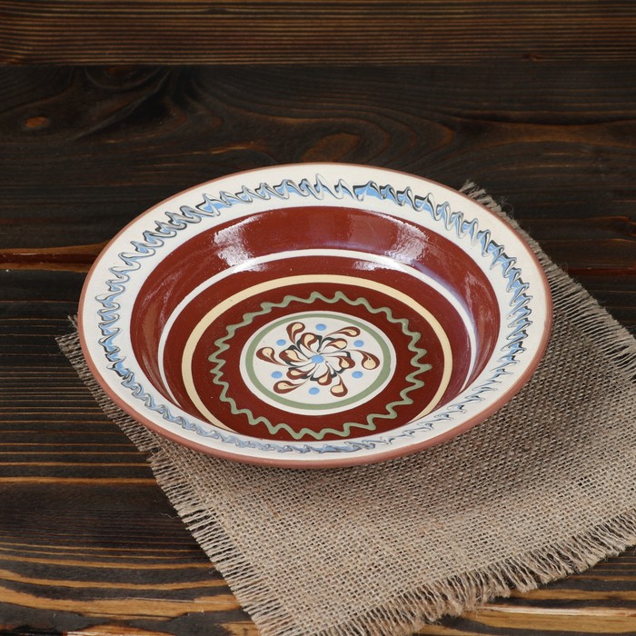 Тарелка "Ромашка" красная глина, 0,3 л, микс