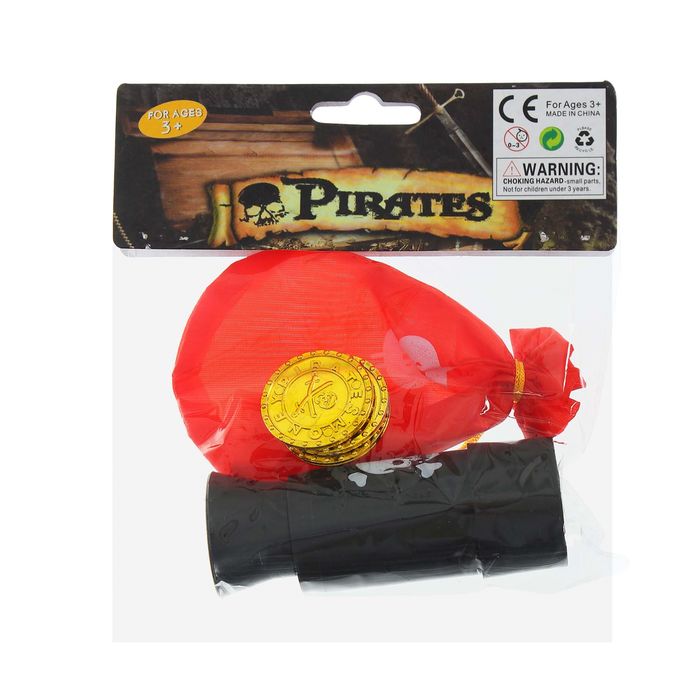 Набор пирата 5 предметов: труба, мешок, 3 монеты