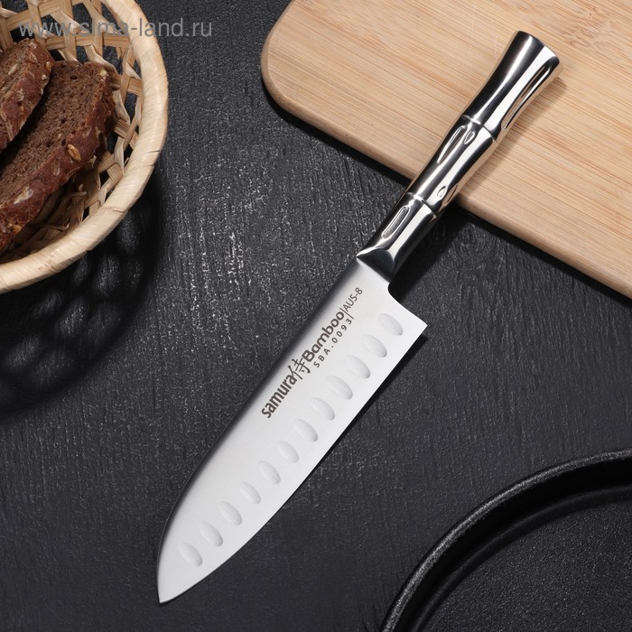 фото Нож кухонный samura bamboo стальной сантоку, лезвие 13,7 см, сталь aus-8