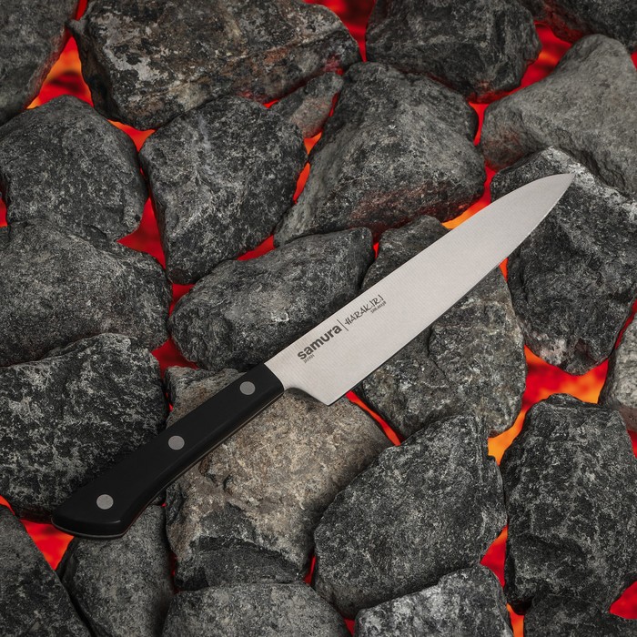 Нож кухонный Samura HARAKIRI, универсальный, лезвие 15 см, чёрная рукоять нож samura harakiri shr 0023w длина лезвия 150mm