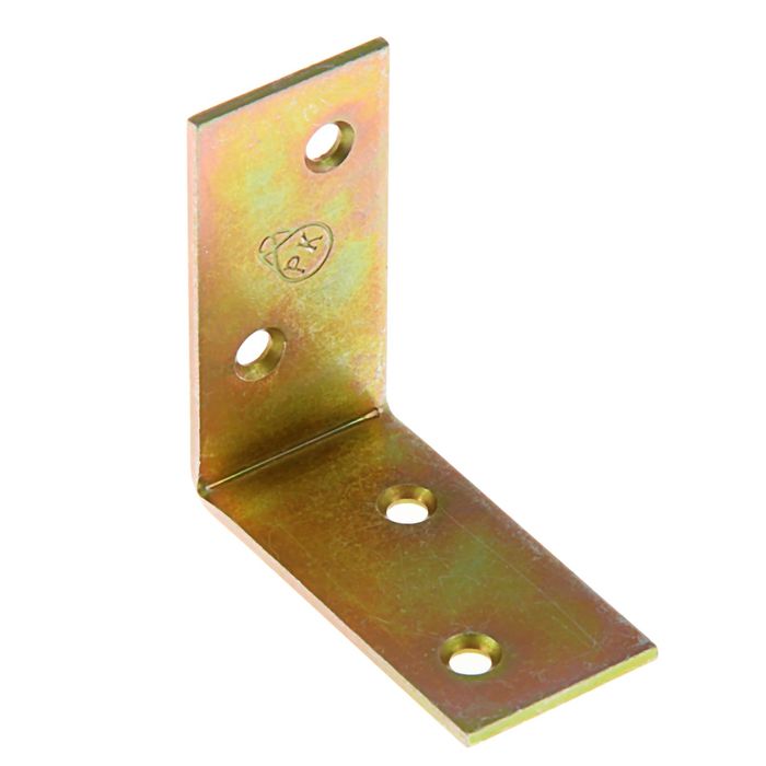 Мебельный широкий уголок KSZ-9, 50х50х25 мм, желтый цинк, в упаковке 50 шт.