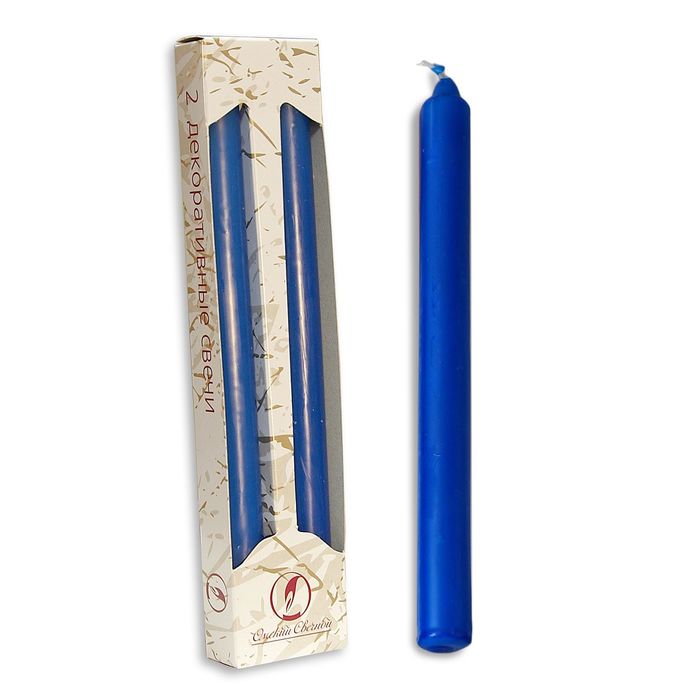 Набор свечей классических, 2 штуки, синий