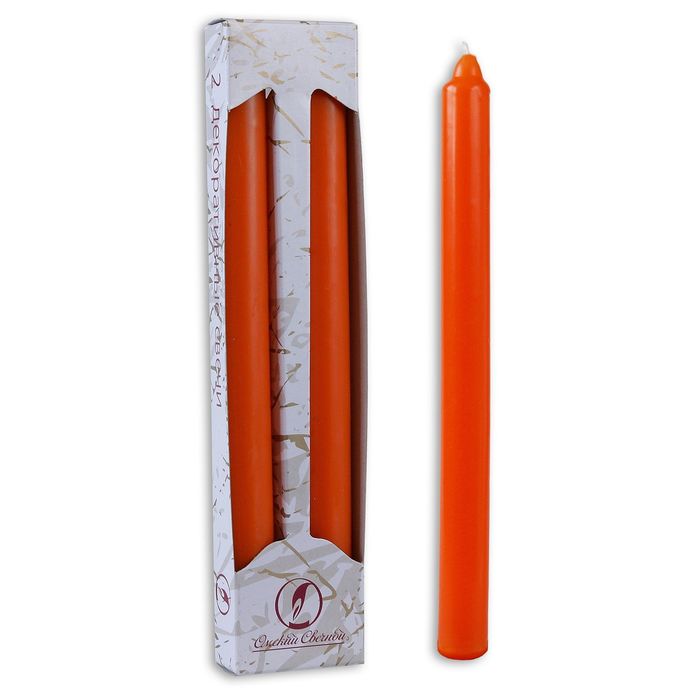 Набор свечей классических, 2 штуки, оранжевый