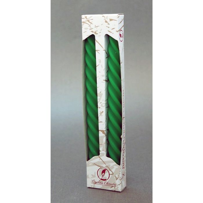 Набор свечей витых, 2 штуки, зелёный