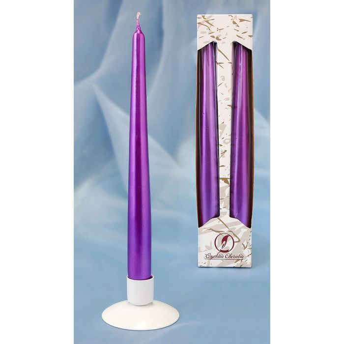 Набор свечей античных, 2 штуки, сиреневый металлик