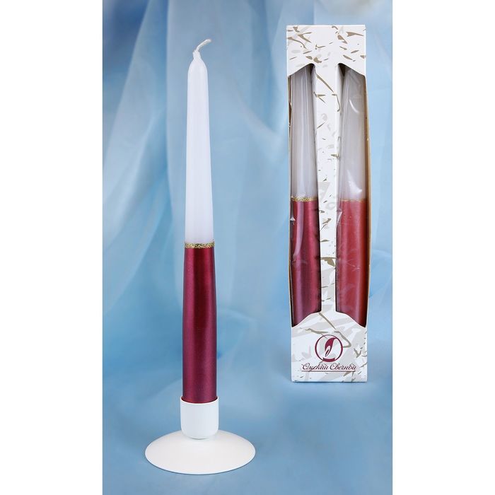 Набор свечей античных, 2 штуки, рубиново-белый
