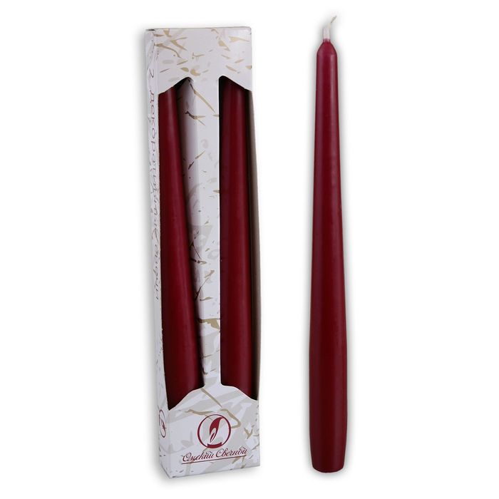 Набор свечей античных, 2 штуки, бордовый