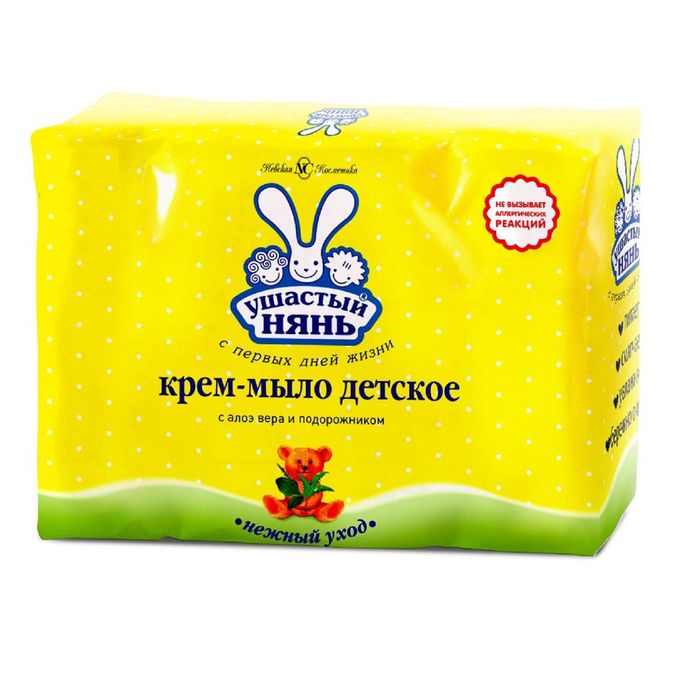 Детское крем-мыло "Ушастый нянь" с алоэ вера и подорожником, 4 × 100 г