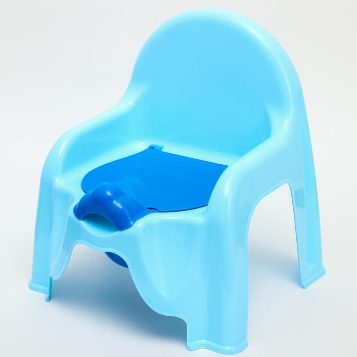 купить Горшок-стульчик с крышкой, цвет голубой