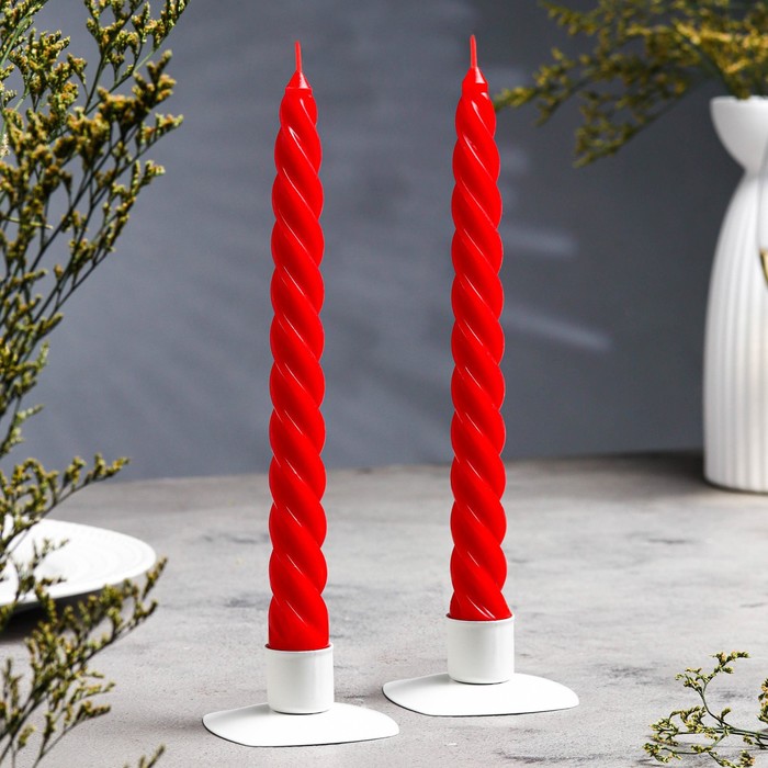 Набор свечей витых ароматических "Клубника", 2 штуки