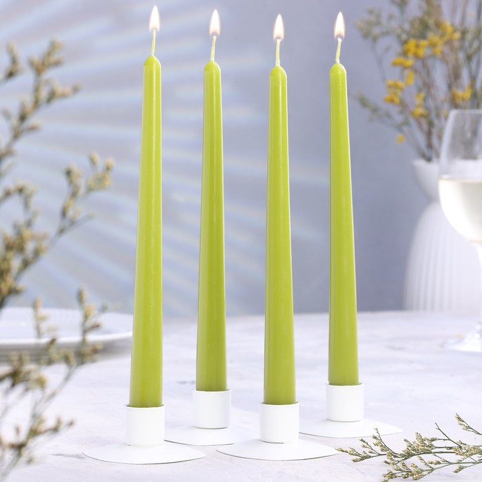 Набор свечей античных, 2,3х 24,5 см, 4 штуки оливковый набор античных свечей 25 см 2 шт белый