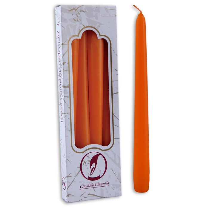 Набор свечей античных 4 штуки оранжевый