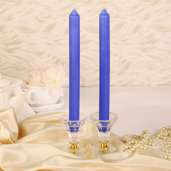 Набор свечей классических, 2 штуки, голубой