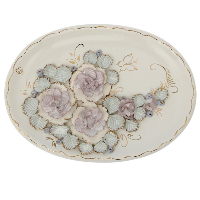 Панно "Цветы" большое, овальное, лепка