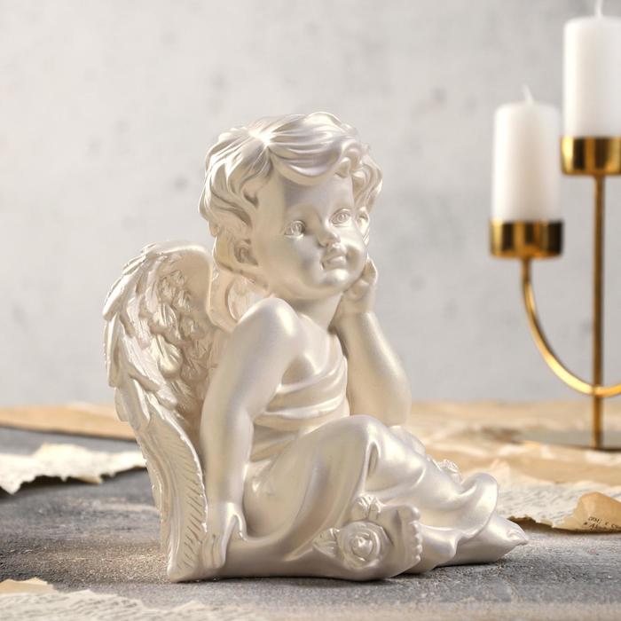 Статуэтка "Ангел думающий" большой, перламутровая