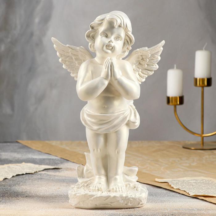 Статуэтка "Ангел в молитве", перламутровая, 33 см