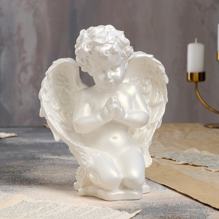 Статуэтка "Ангел молящийся", перламутровая, 25 см