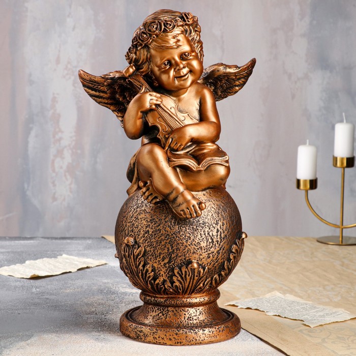 Статуэтка "Ангел на шаре со скрипкой" бронза