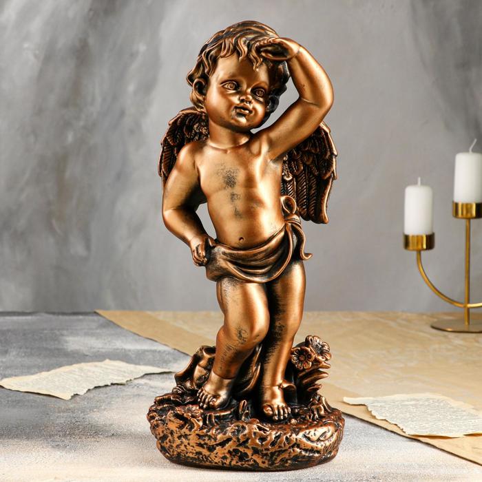 Ангелочки и эльфы  Сима-Ленд Статуэтка Ангел смотрящий бронзовый цвет, 42 см