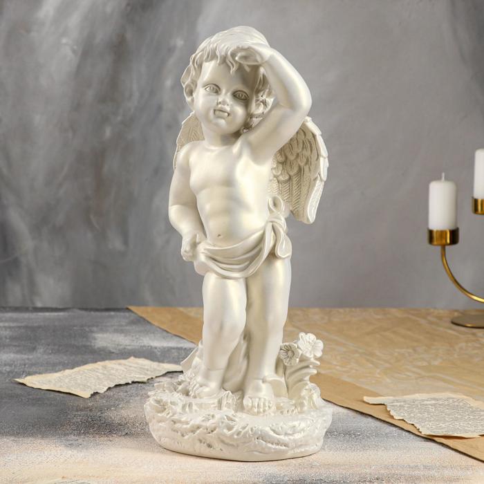 Ангелочки и эльфы  Сима-Ленд Статуэтка Ангел смотрящий перламутровая, 41 см
