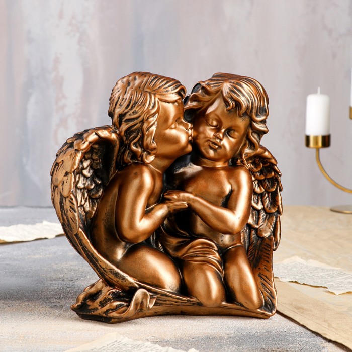 Ангелочки и эльфы  Сима-Ленд Статуэтка Ангелы влюбленная пара бронзовый цвет, 27 см