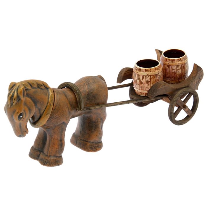 Штоф с рюмками "Конь" 3 предмета, 0,7 л/ 0,15 л