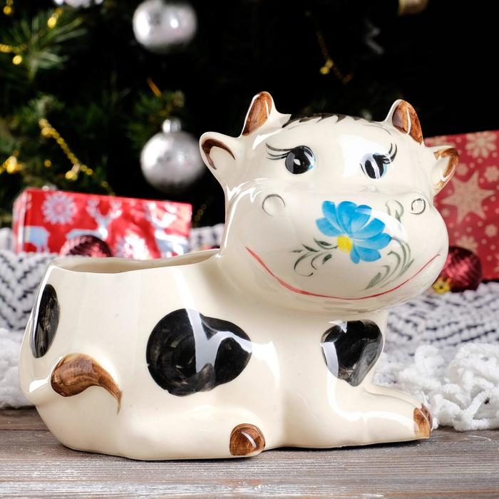 Фигурное кашпо 1 л "Коровка"