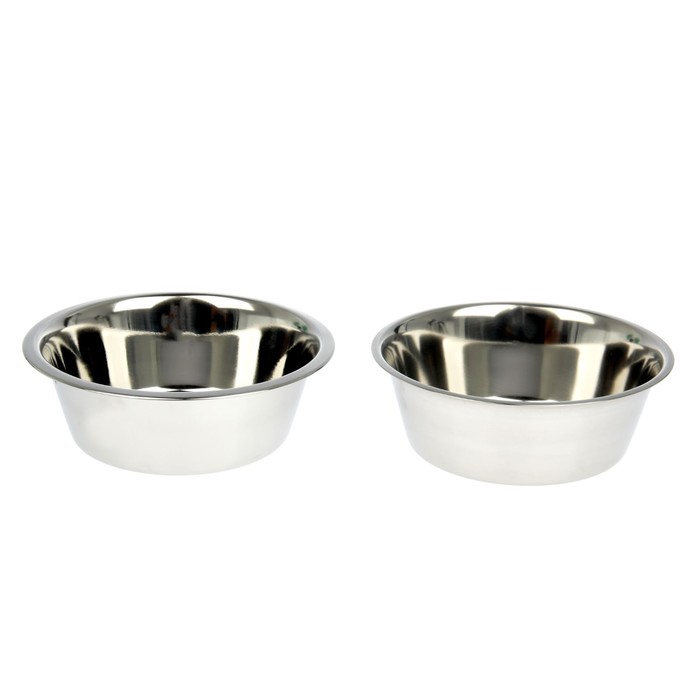 Подставка напольная с 2 мисками по 1,8 л, высота 10-45 см, металлик