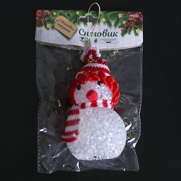 Игрушка световая "Снеговик" (батарейки в комплекте) 6х13 см, 1 LED RGB, КРАСНЫЙ